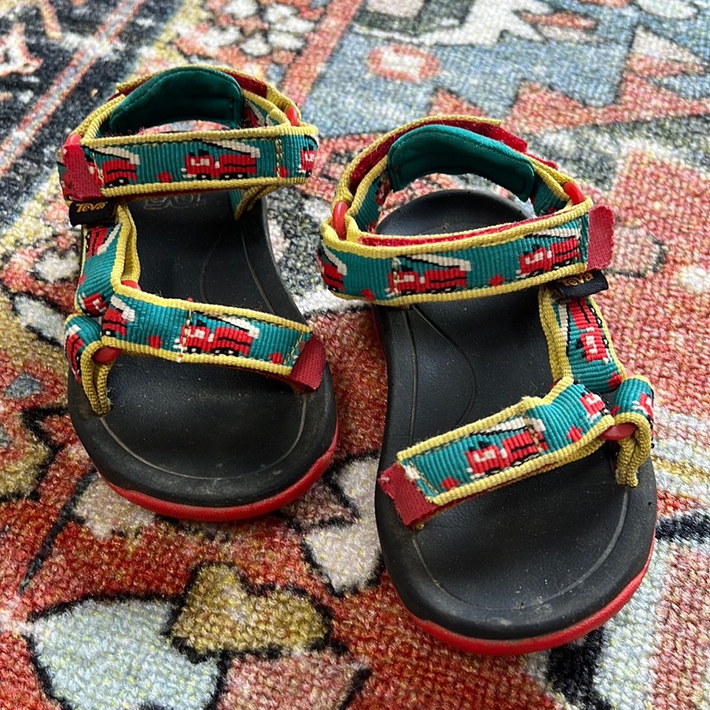 TEVA toddler sandals, fire trucks, size 5